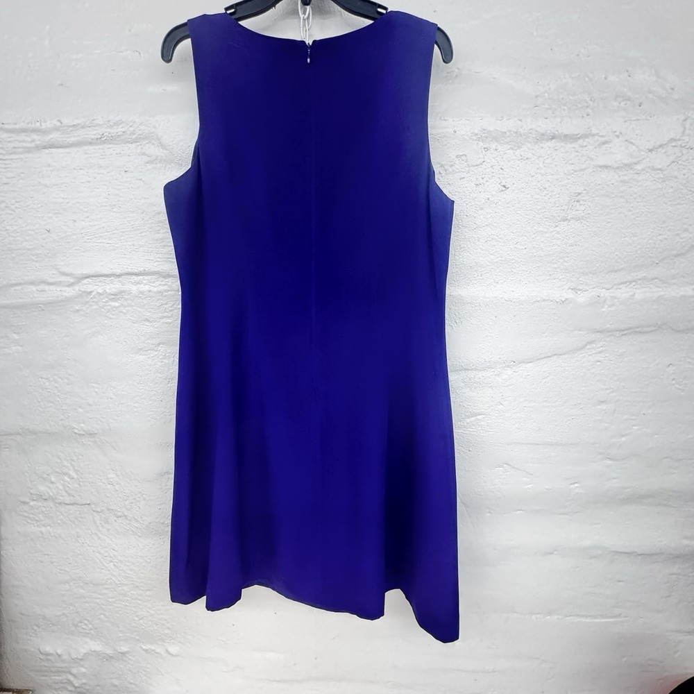 Hugo Buscati Collection BLUE  100% Silk Sheath Dress Sleeveless Size 14 Vintage